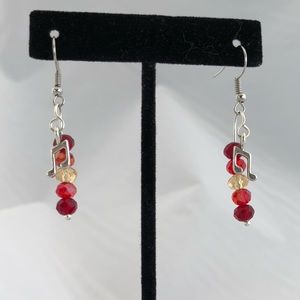 Handmade glass bead music note earrings